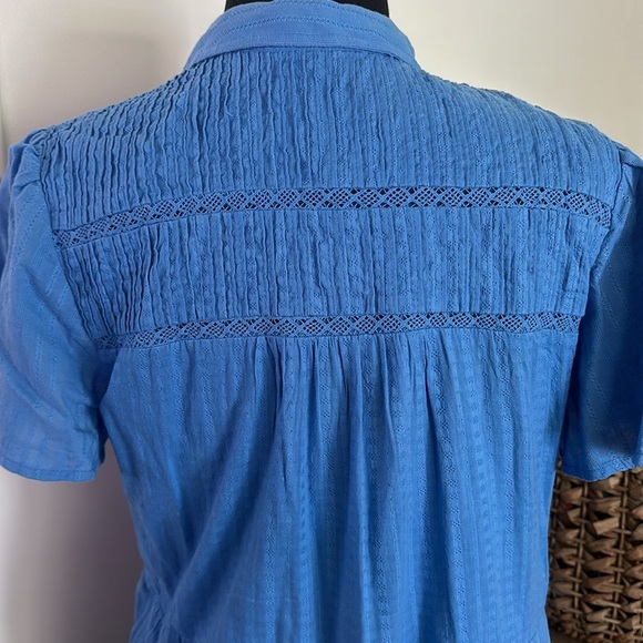 Anthropologie Blue Georgina Tiered Mini Dress Shirt Large - Picture 7 of 10